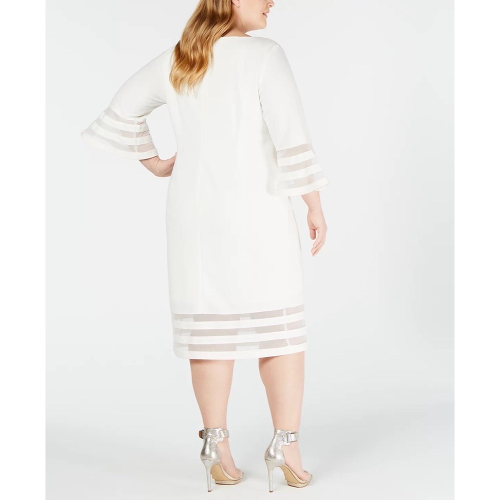 NEW Calvin Klein White Sheer Mesh Stripe Sheath Dress Size 22W - Picture 2 of 8